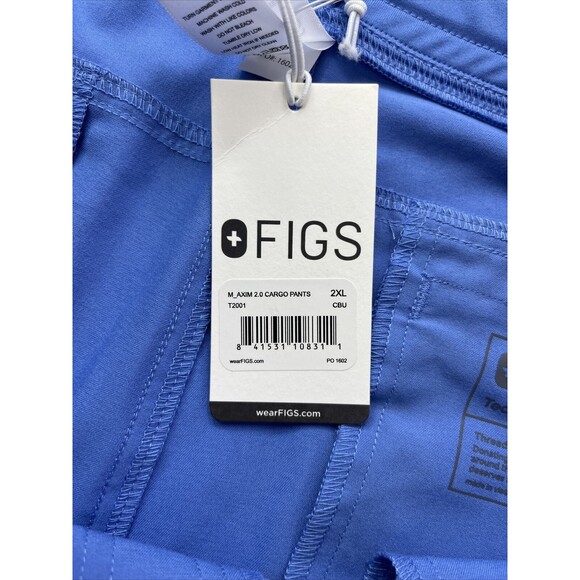Figs Scrubs Womens XXL 2XL Blue Maxim Cargo Pocket Blue Elastic Waist Pants NEW - Picture 6 of 12